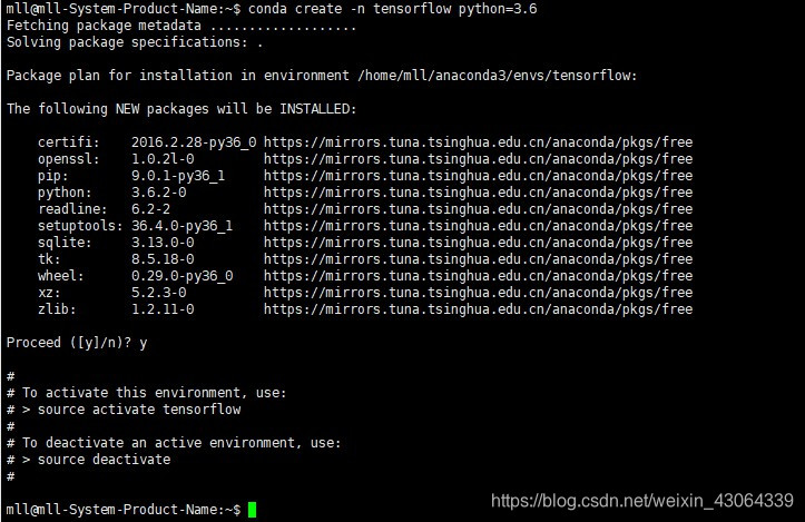 conda create -n tensorflow python=3.6