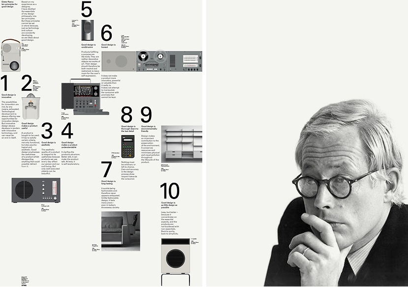 London design consultancy Bibliothèque and manufacturer Vits? recently created a seven colour A0 poster celebrating Rams' 10 principles of good design
