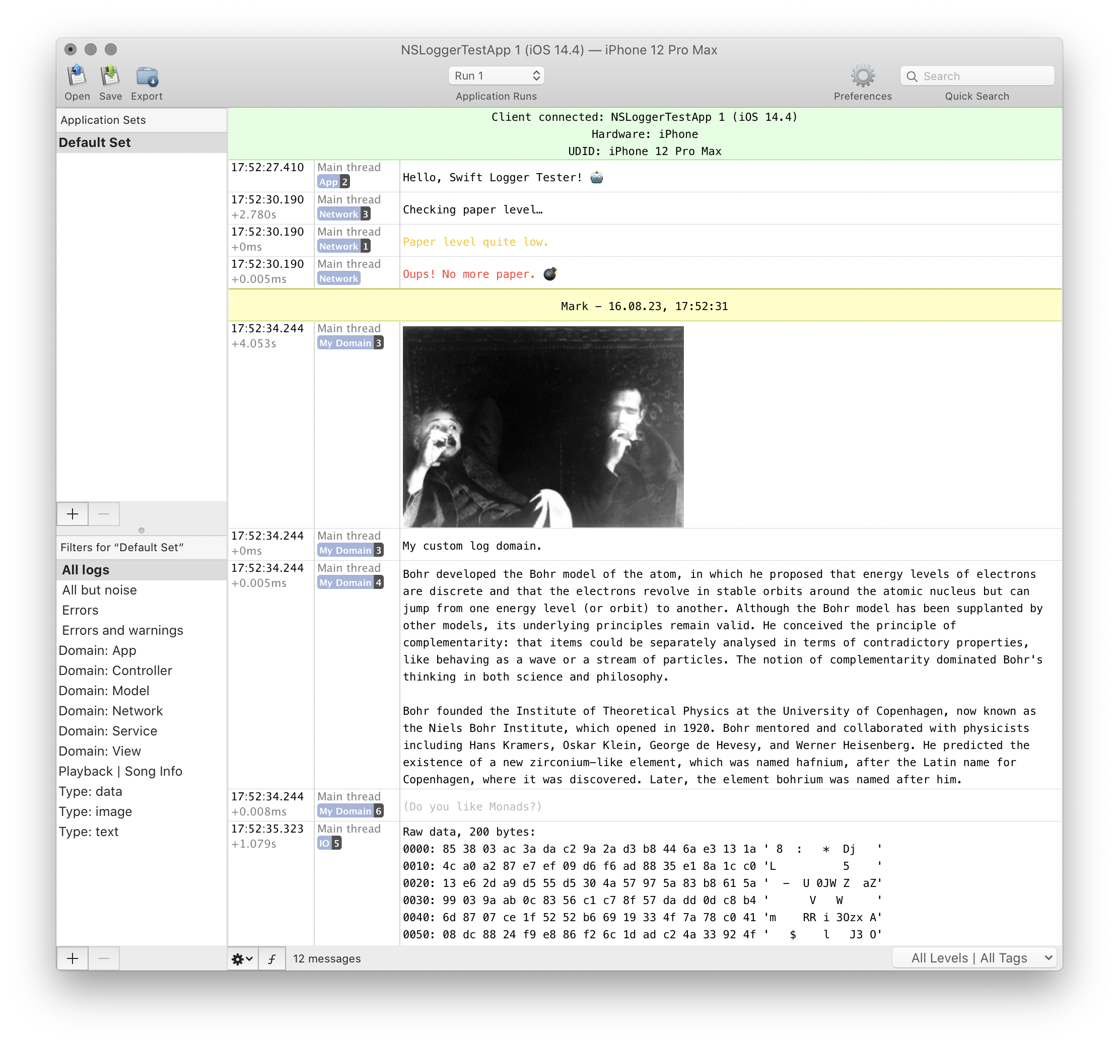 nslogger mainwindow