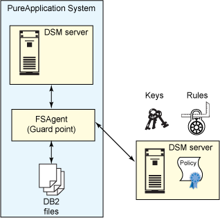 该图显示了PureApplication System上的InfoSphere Guardium代理部署