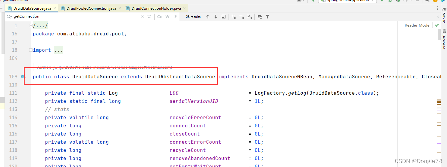 DruidDataSource 继承 DruidAbstractDataSource