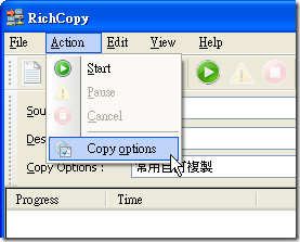 Copy options