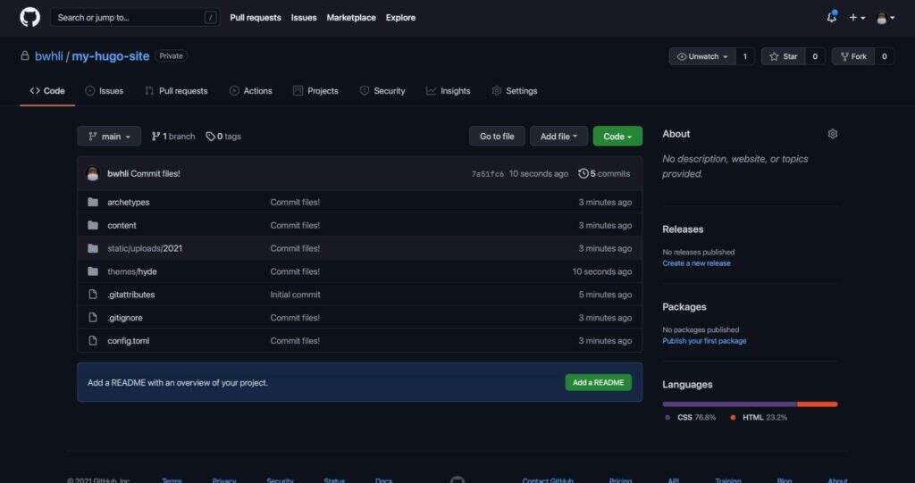 GitHub上的Hugo项目仓库