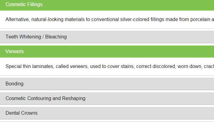 dope accordion menu green ui