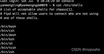 看到上面有zsh即可