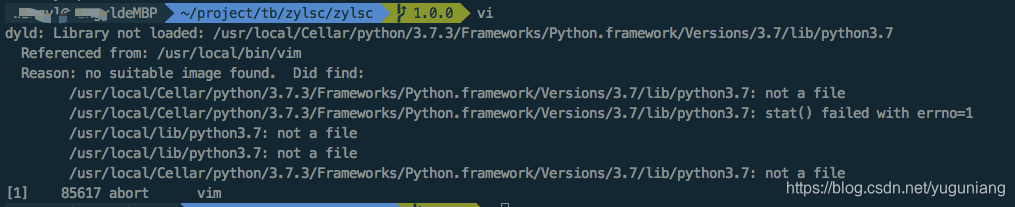 dyld: Library not loaded: