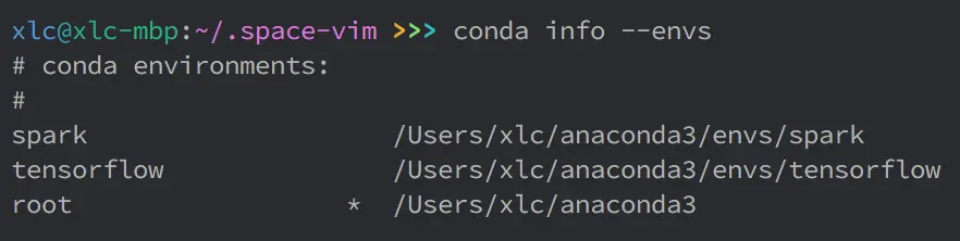 conda info --envs