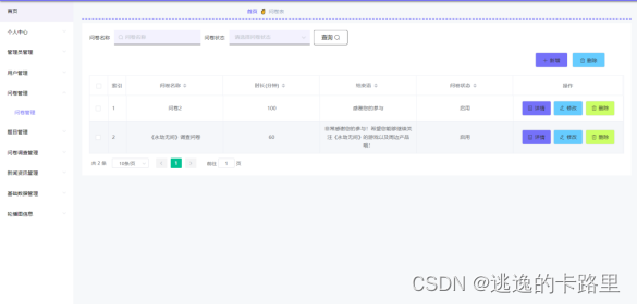 图5.1 问卷列表页面