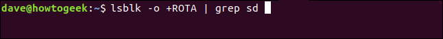 lsblk -o +ROTA | grep sd in a terminal window