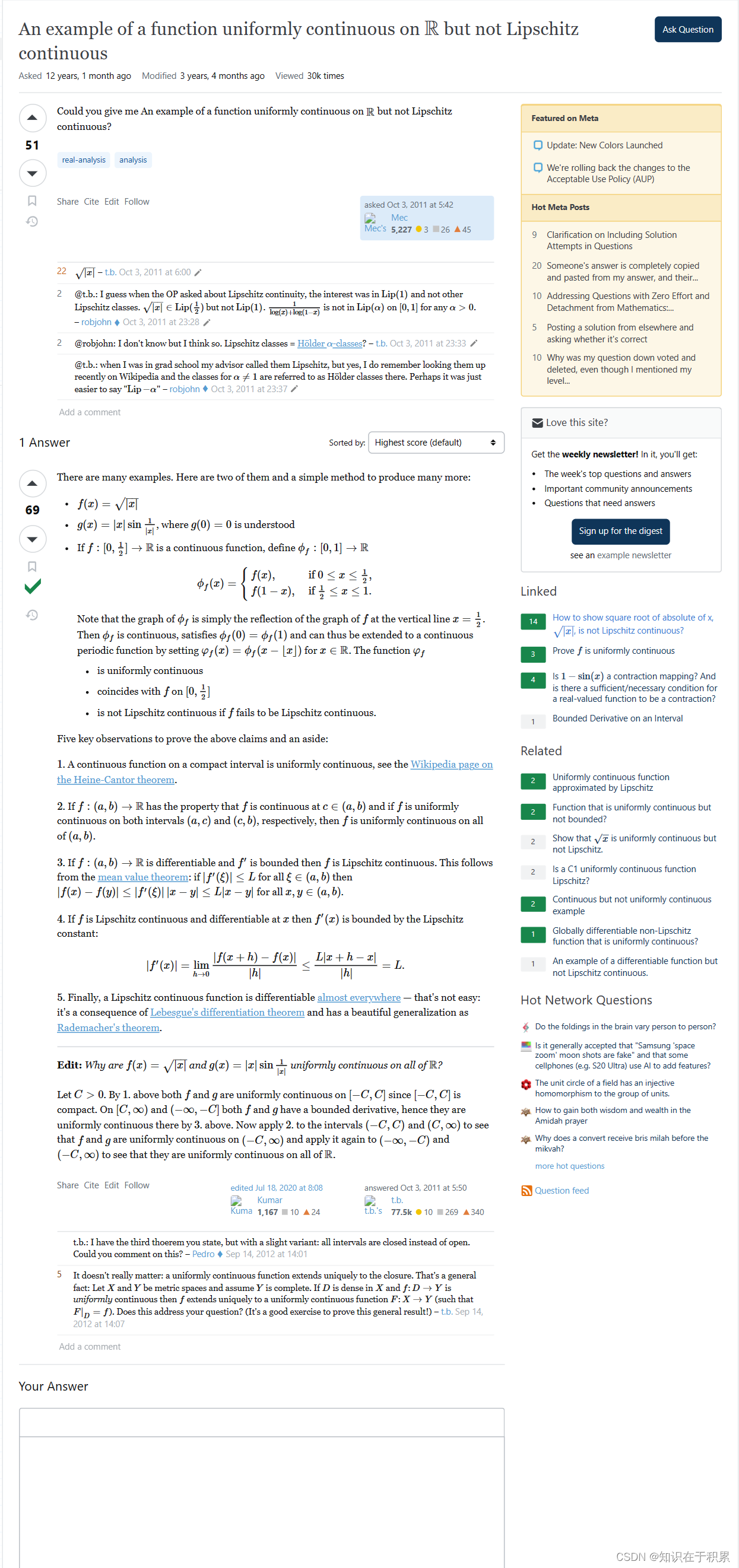 An example of a function uniformly continuous on R but not Lipschitz  continuous-CSDN博客