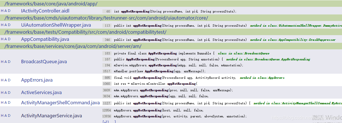 搜索appNotResponding 来开始ANR场景分析