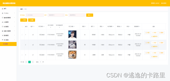 图5.5 员工管理界面