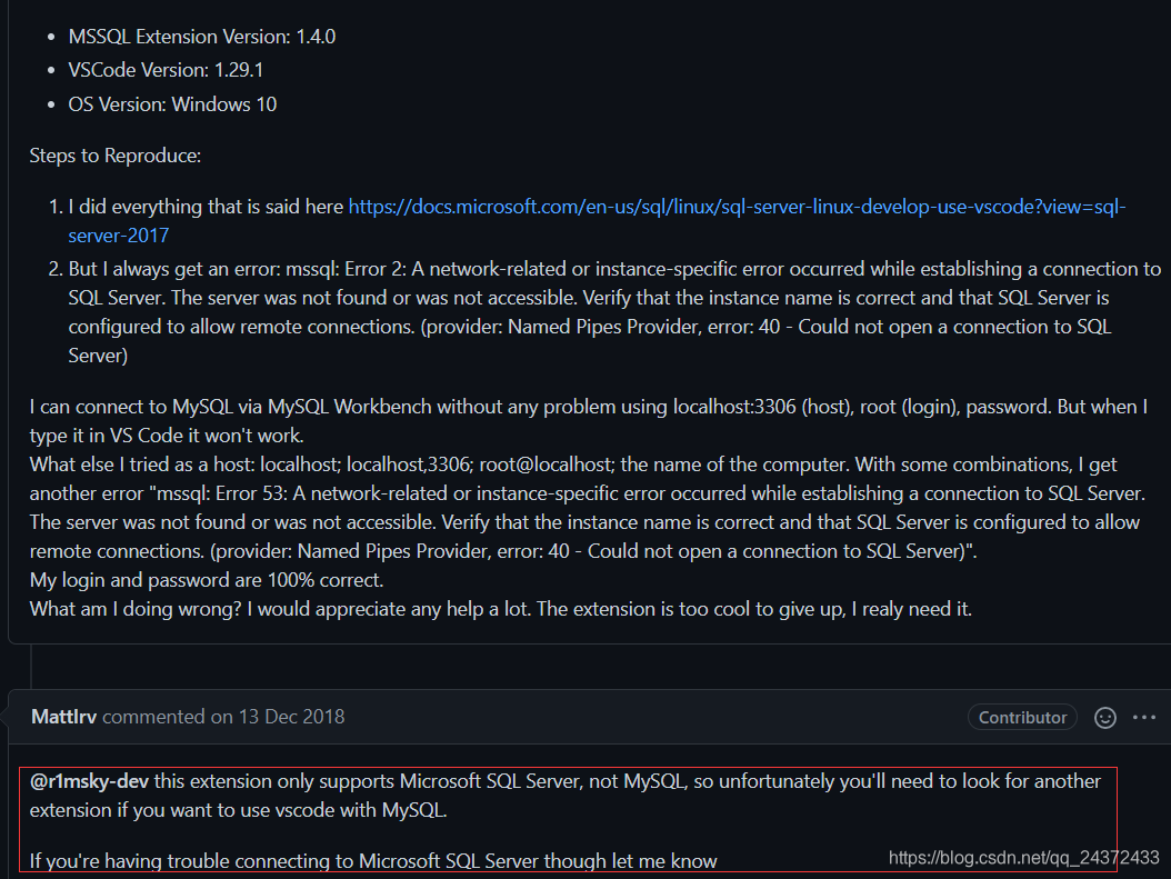 V s code插件MSSQL连接MySQL报错_vscode插件链接mysql no active connection found!-CSDN博客