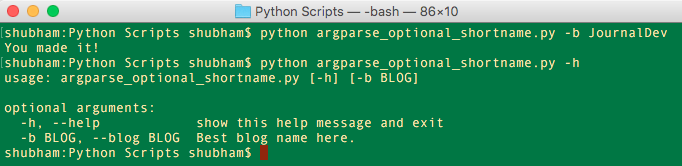 Python argparse Optional Short name