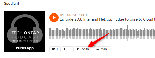 Select share button on podcast