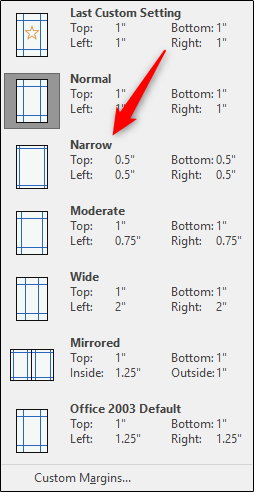 Select narrow margins