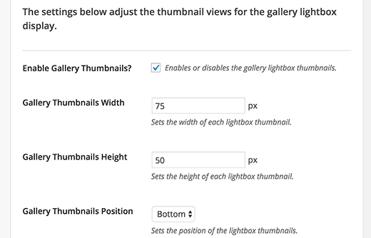 Display thumbnails with the lightbox