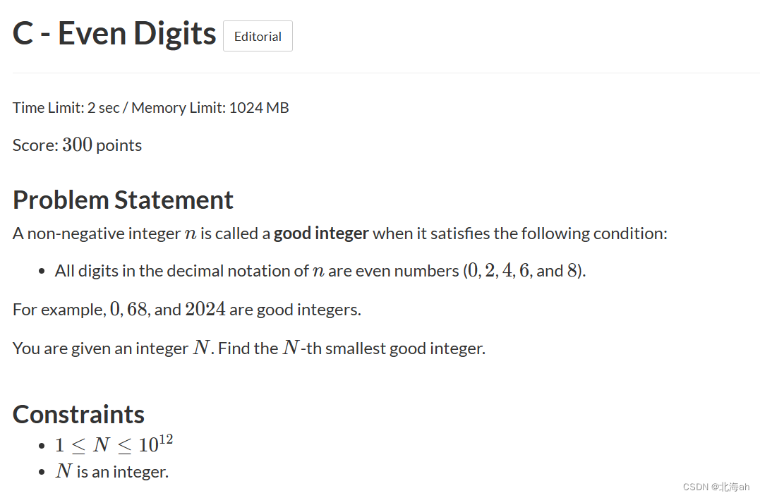(C++)AtCoder Beginner Contest 336 C - Even Digits-CSDN博客