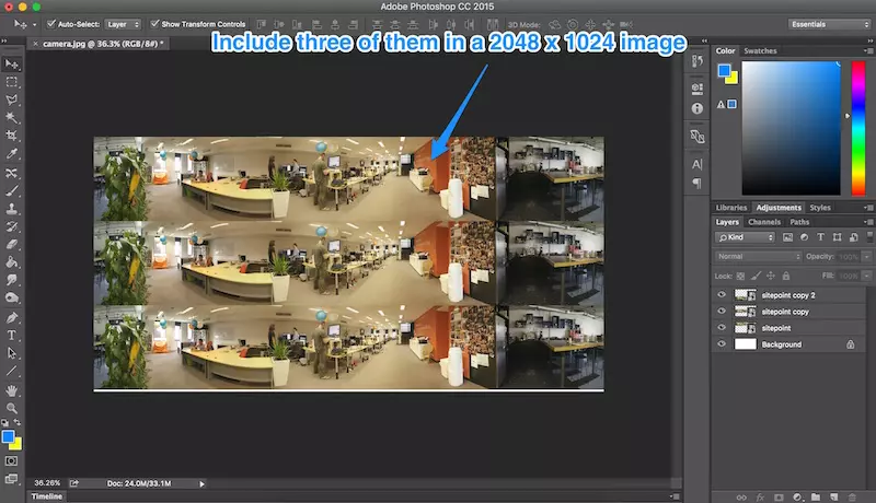 Three panoramic images copied over