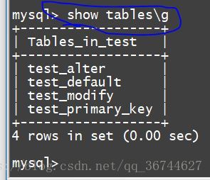 show tables\g