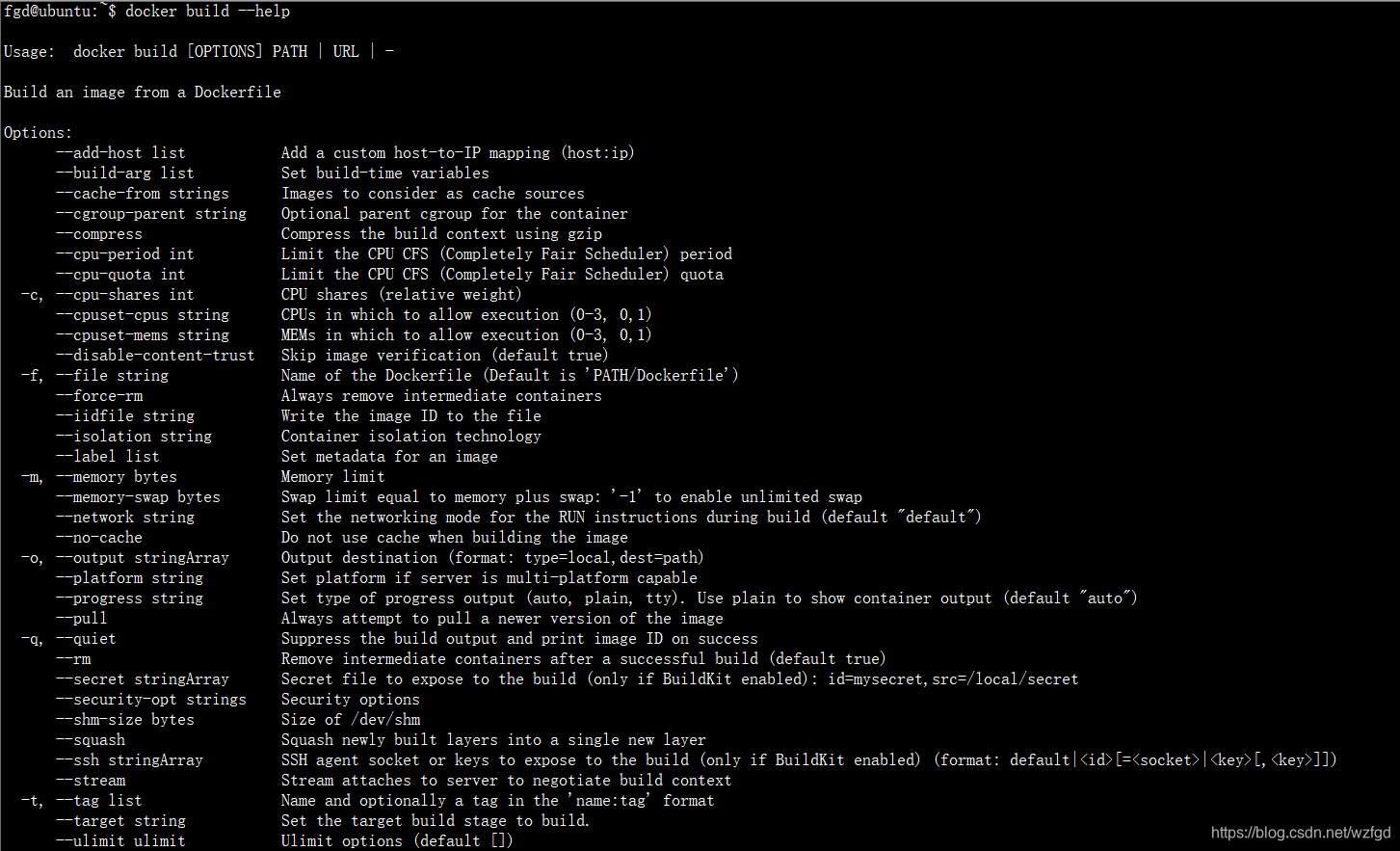 docker build 命令选项