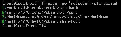 例:过滤出不带‘nologin’的行,并输入行号