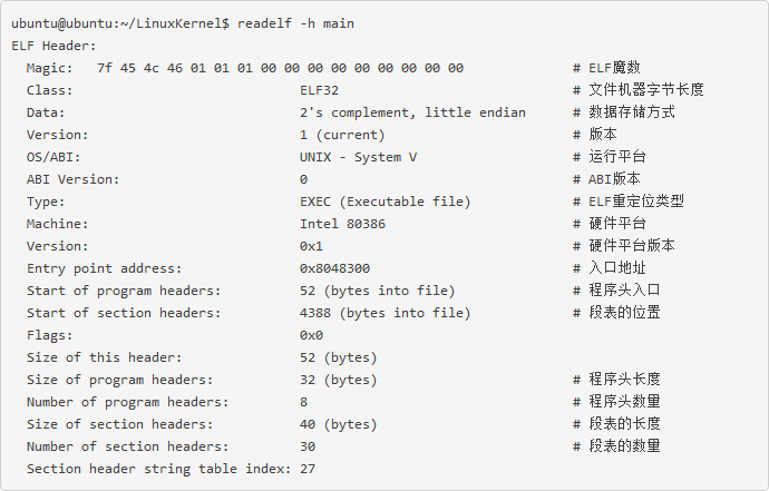 用readelf命令来详细查看ELF文件头