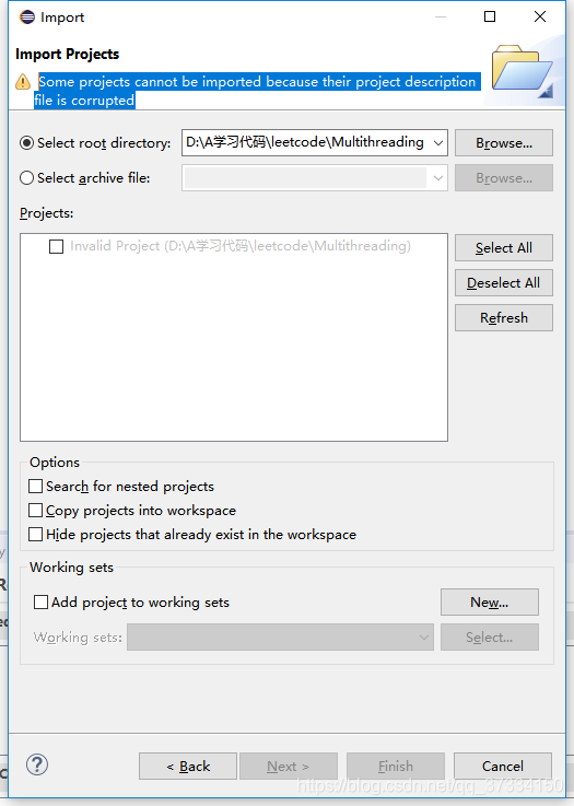 Project File Damaged Some projects cannot be imported because their project description file ...
