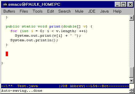Screen capture showing point inside a         class.
