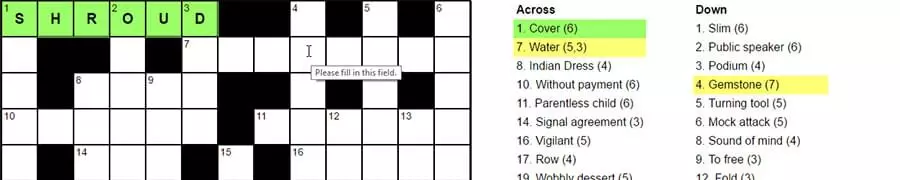 Crossword hover