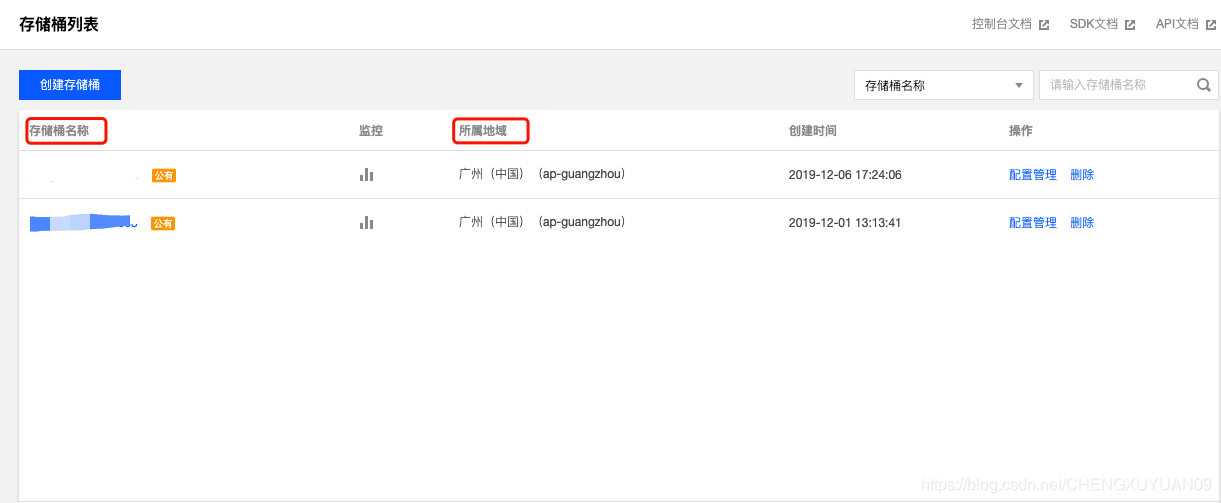 存储桶名称以及所属地域相应的配置在工具里