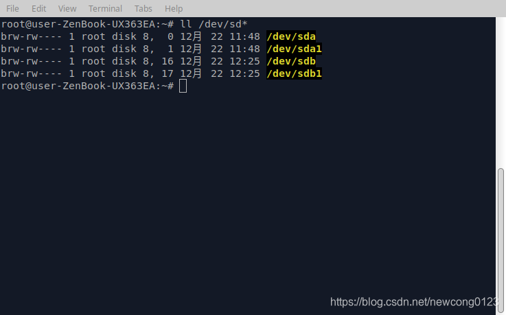 列出 Linux 系统下所有的设备名