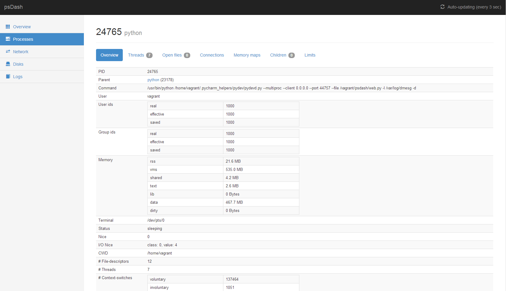 Linux系统信息面板管理工具psdashLinux系统信息面板管理工具psdash