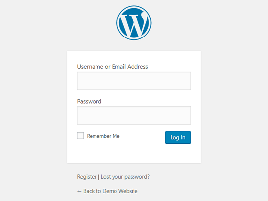 Default WordPress Login Page