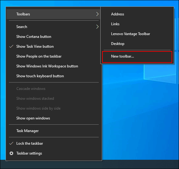 Click "New Toolbar."