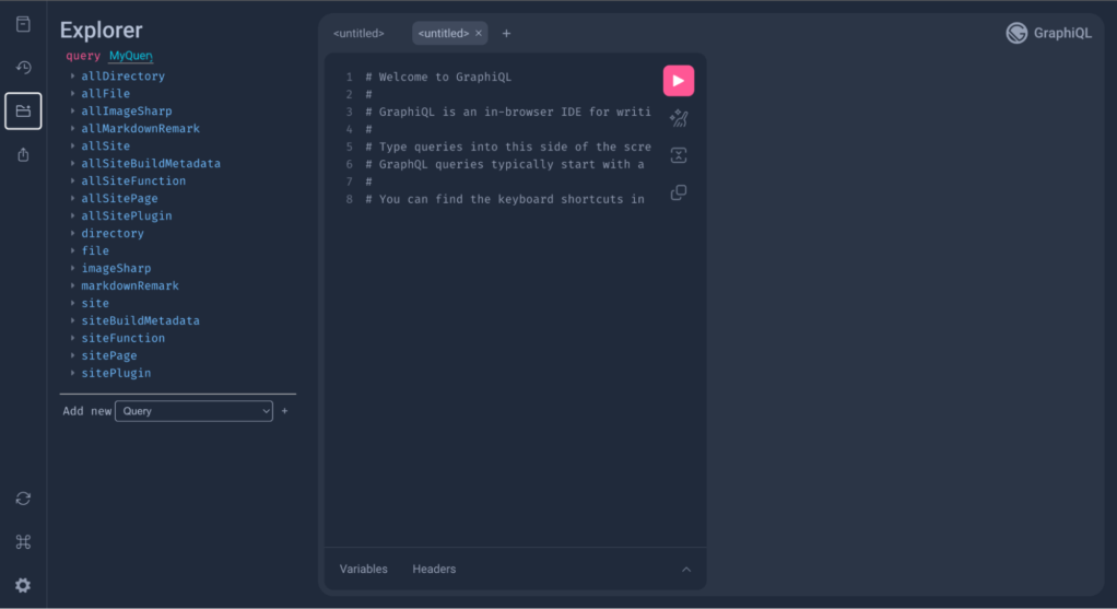 Gatsby GraphiQL 运行界面