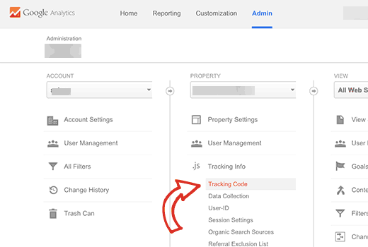 Finding your Google Analytics tracking ID