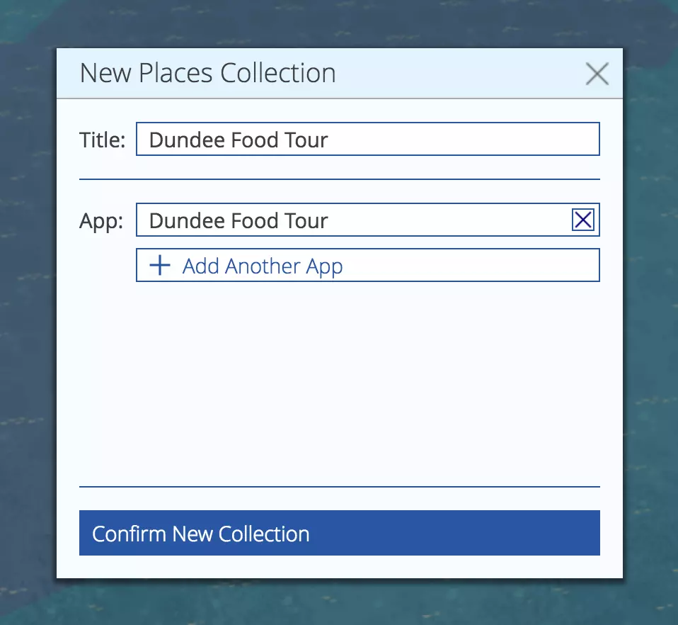 Creating a new place collection