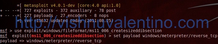 Hacking Windows XP SP3 via MS11-006 Windows Shell Graphics Processing Vulnerability