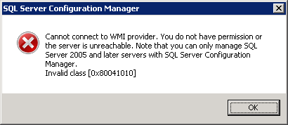Cannot connect to WMI provider 0x8004100. - Judi - MyTrajectory