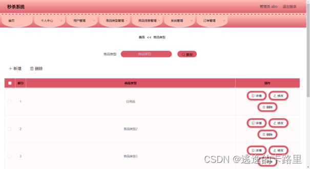 图5-2 商品类型管理页面