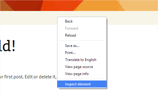 Using Inspect Element tool in Google Chrome
