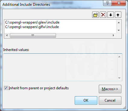 Visual C++ Express: Setting the additional include directories' path