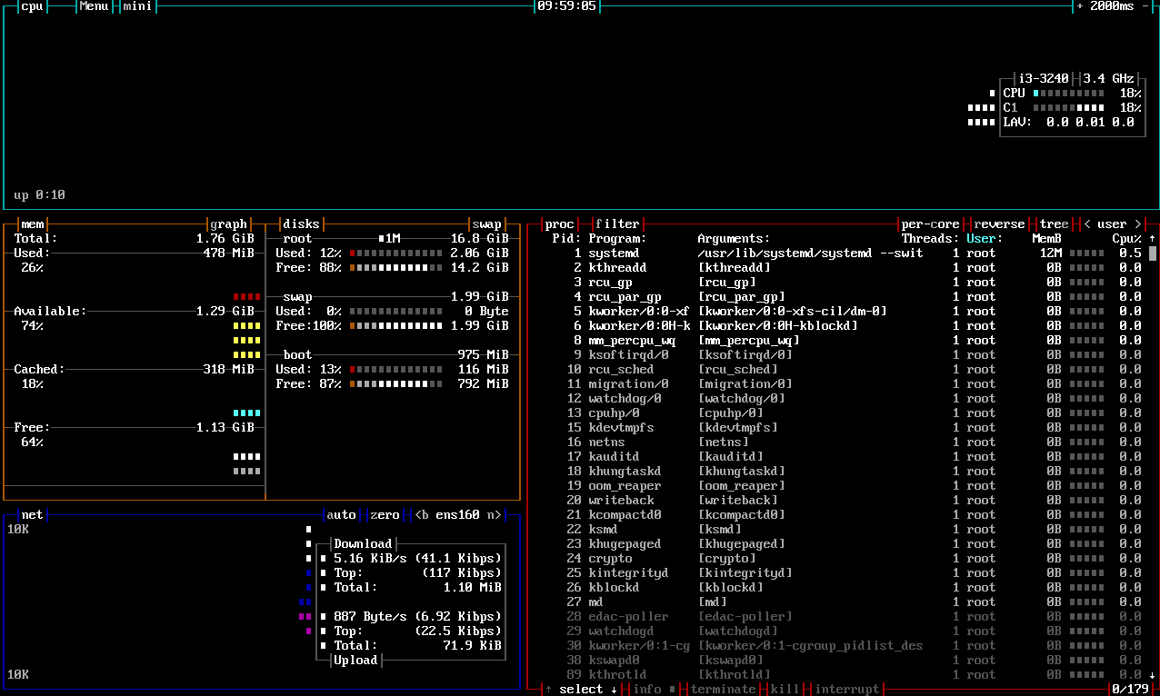 Linux中一个高效的资源监控器 – BpytopLinux中一个高效的资源监控器 – Bpytop