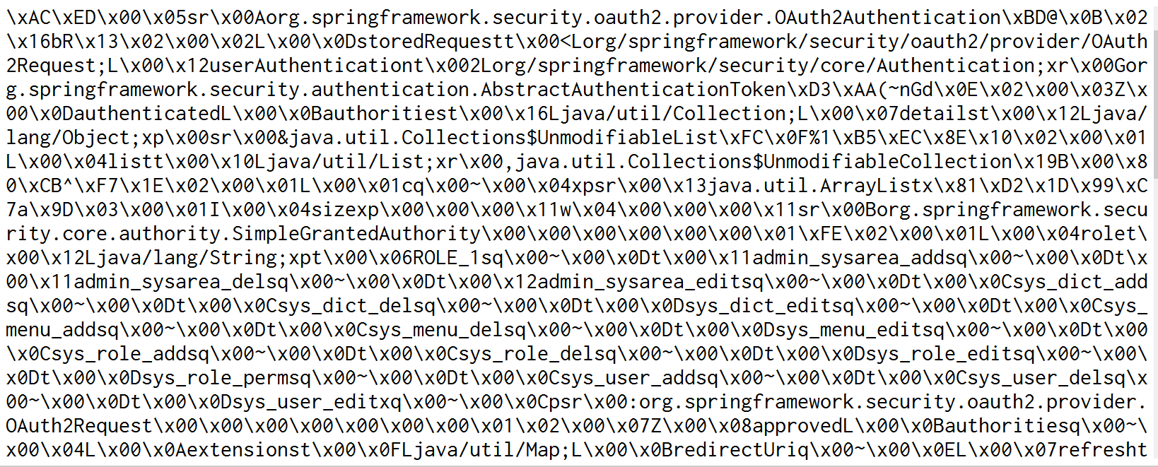 序列化的OauthAuthentication对象