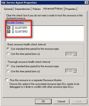 Cluster Manage list of Possible Owners