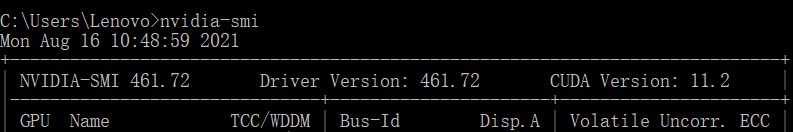cmd命令下输入nvidia-smi 查看