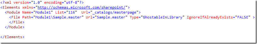 Contents of the elements.xml file