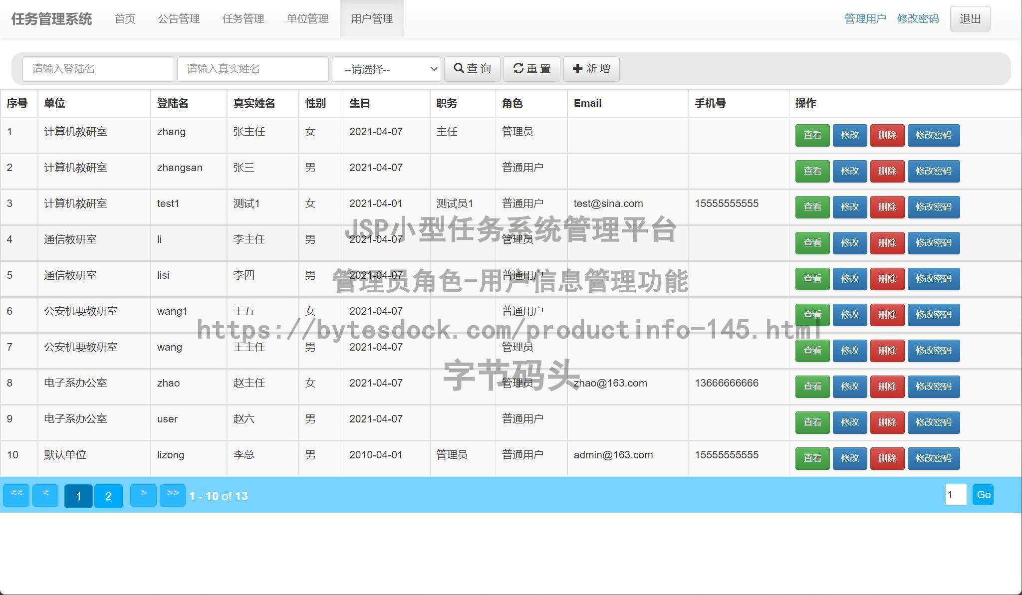 管理员角色-用户信息管理