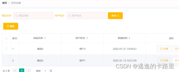图4.8查询商品收藏运行界面